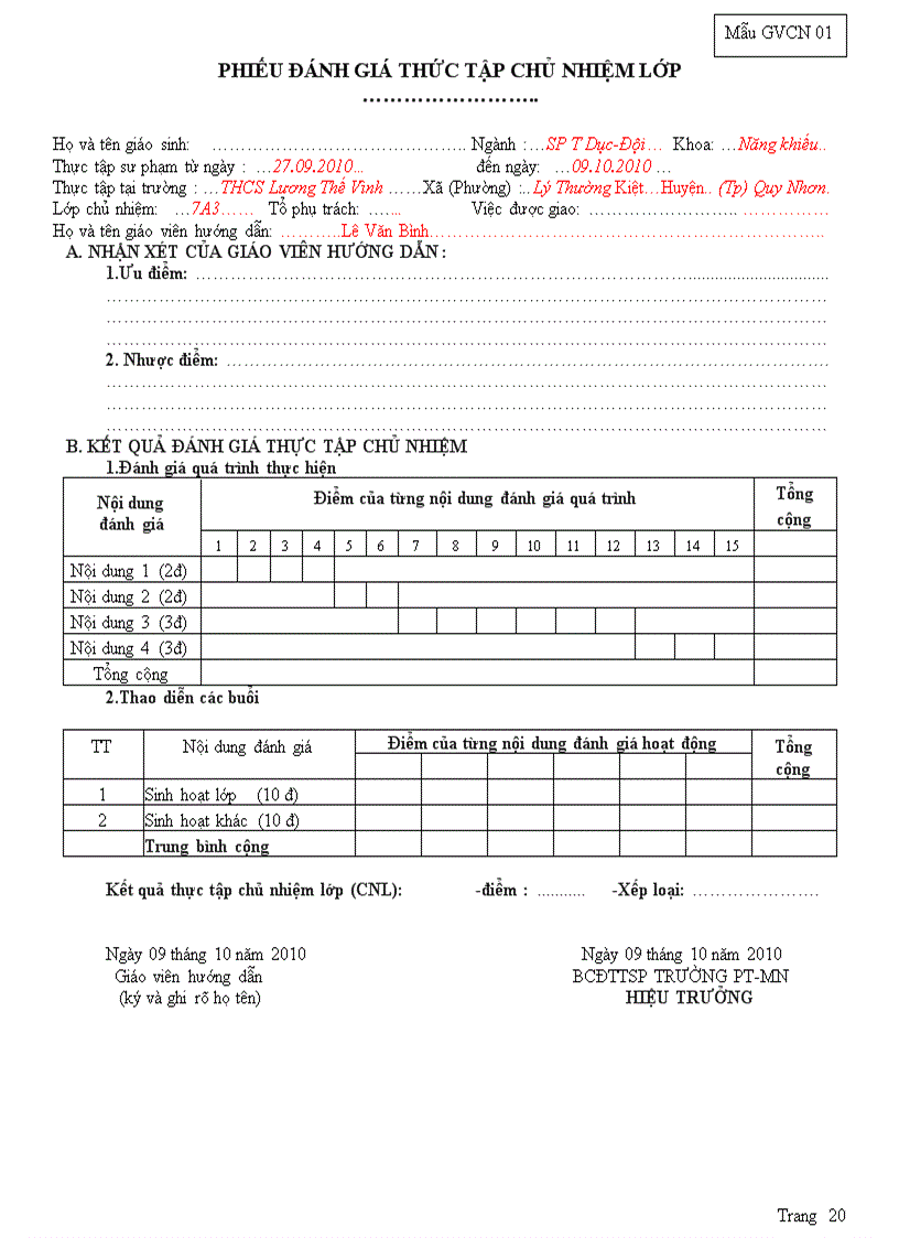 Mẫu đánh giá sv thực tập s phạm