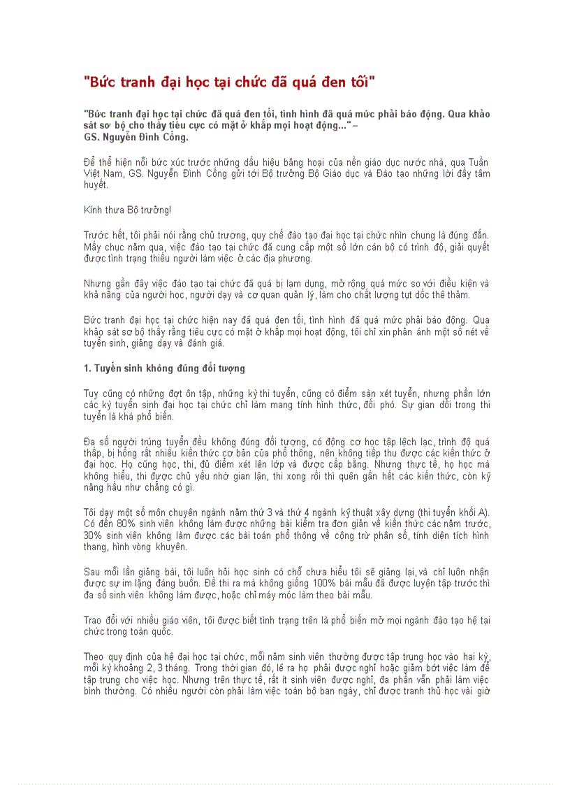 Mặt trái của đại học tại chức