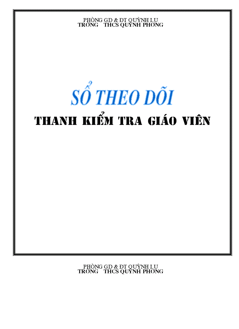 Mẫu sổ theo dõi thanh kiểm tra GV