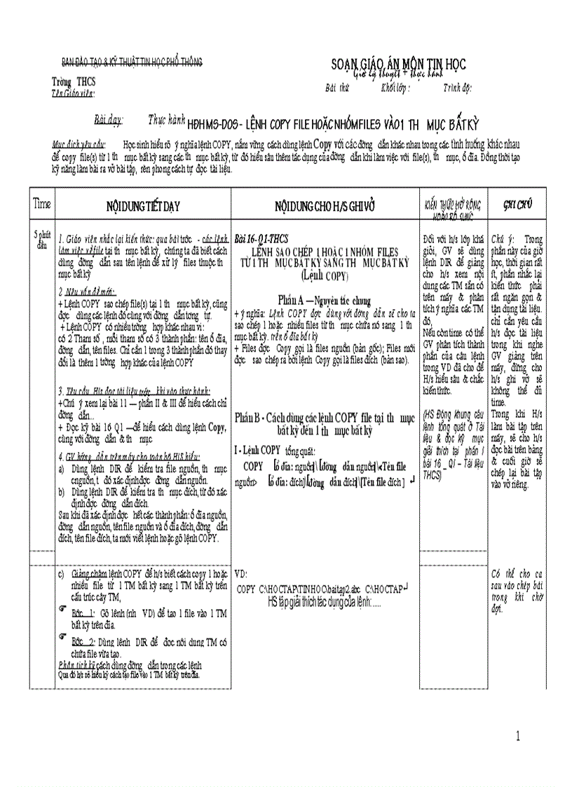 Lệnh Copy MS DOS