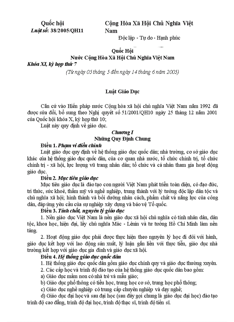 Luật Giáo dục năm 2005 1