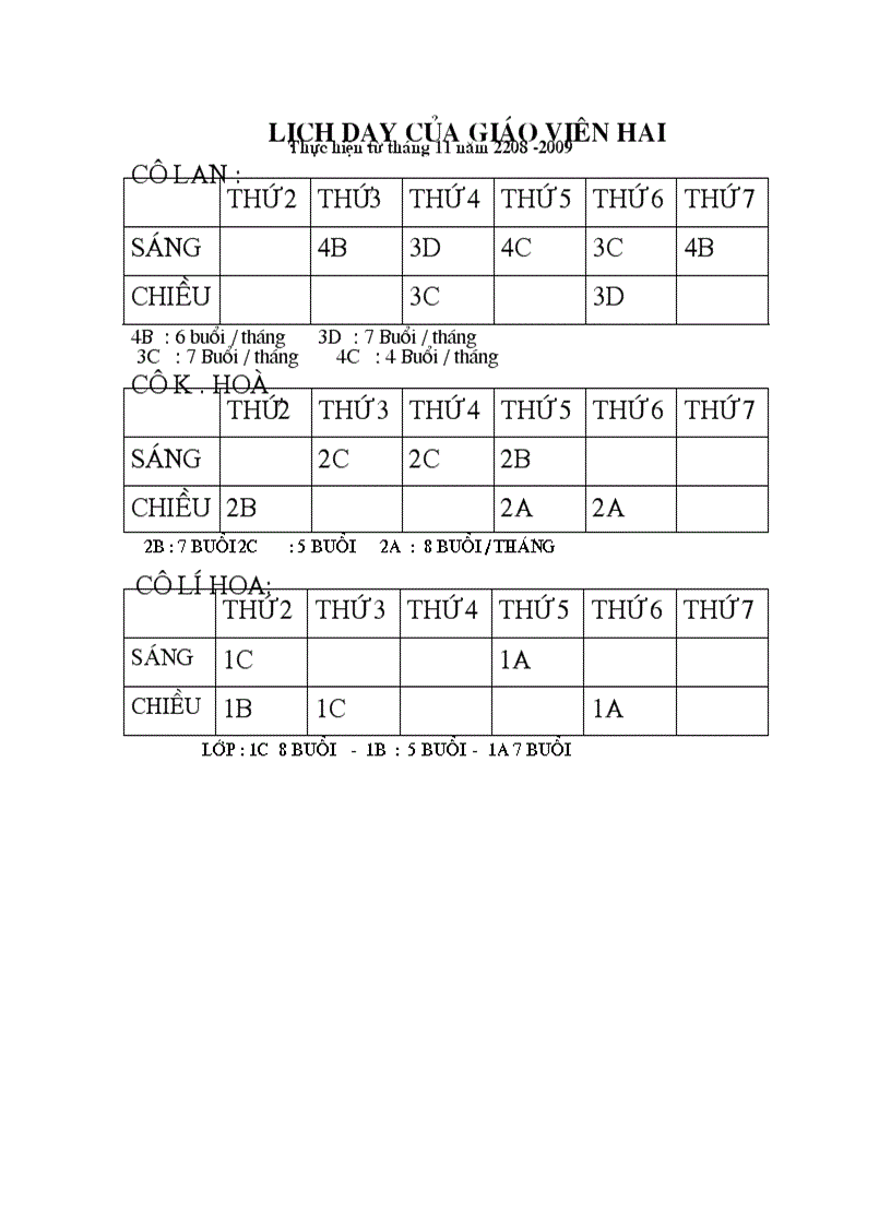 Lich dạy giáo viên 2