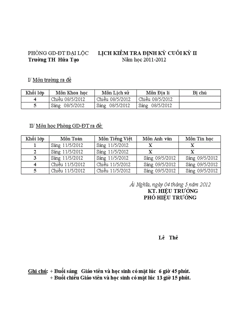 Lịch ktđk ckii 2011 2012