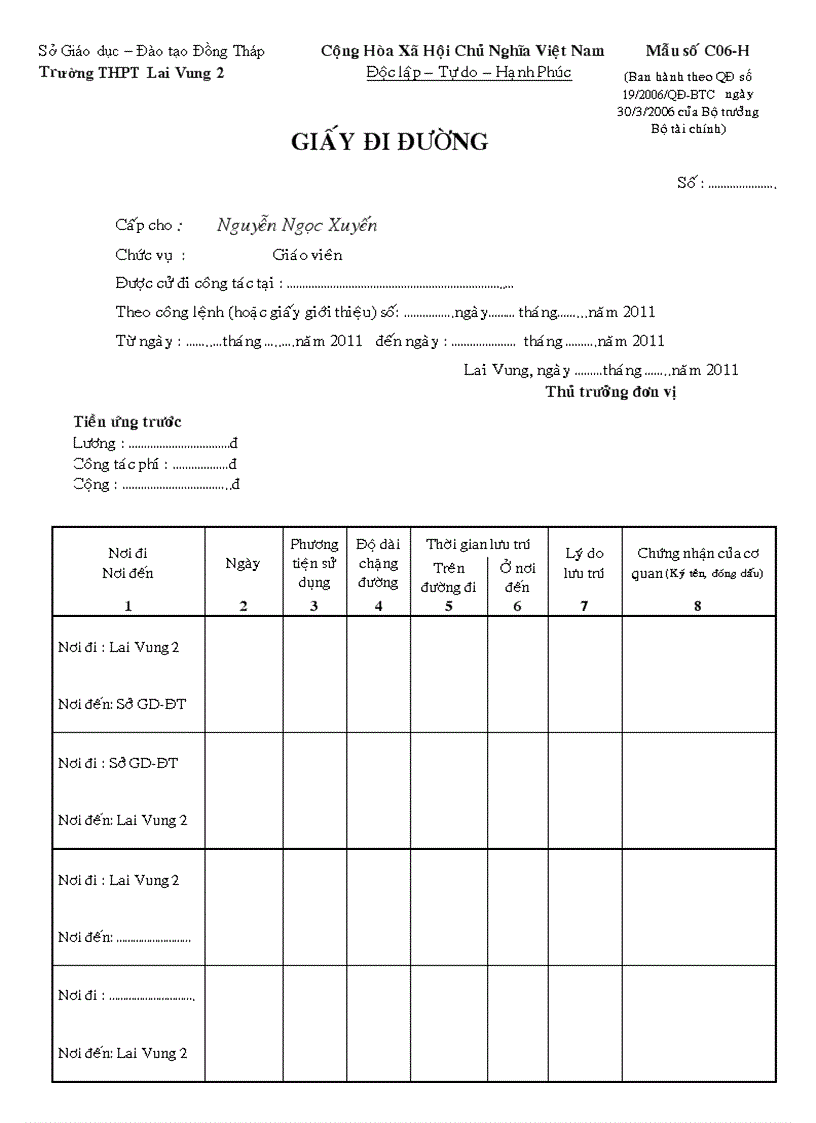 Mẫu công lệnh Full