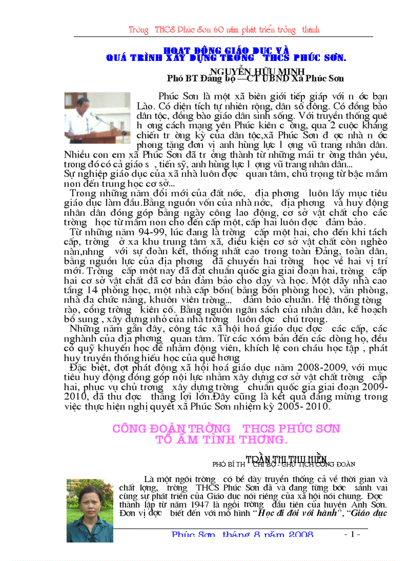 Kỷ yếu THCSPhúcSơn Anh Sơn NA Tập2