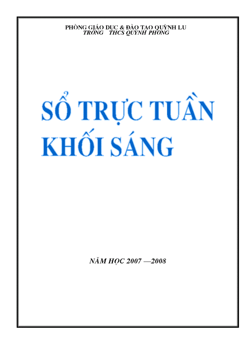 Mẫu sổ trực tuần THCS