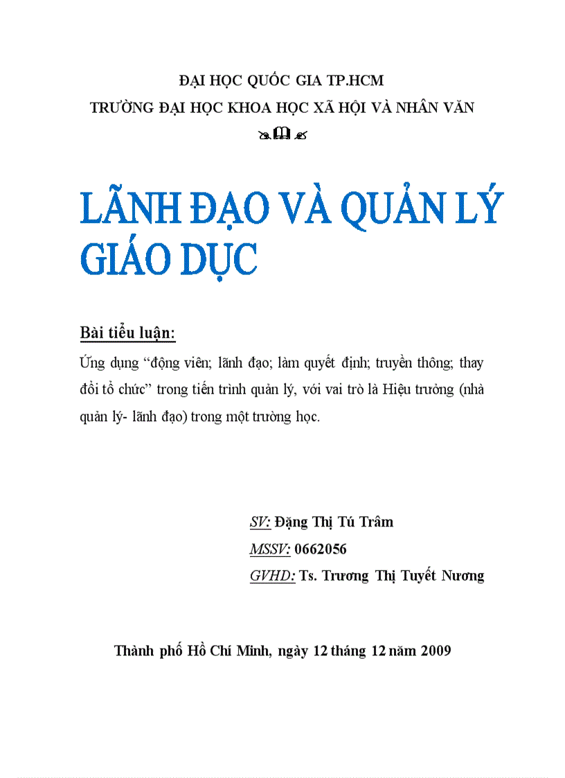 Lãnh đạo quản lý giáo dục