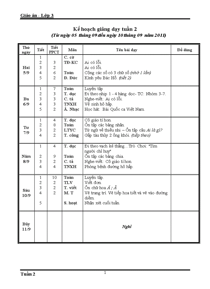 Lơp 3 tuan 2