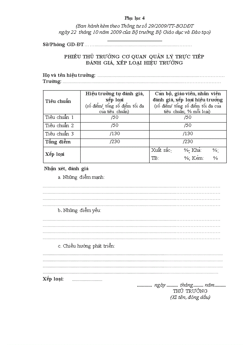 Phụ lục 4 TT29 Phiếu TPGD ĐT THCS GDSGD THPT ĐG XL HT