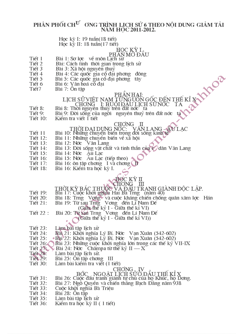 Ppct môn Sử THCS 1