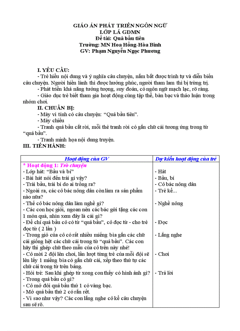 Quả bầu tiên thi cấp tỉnh