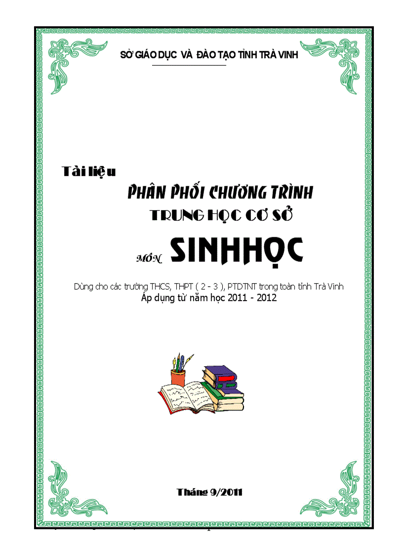 PPCT Sinh học tỉnh Trà Vinh sửa đổi bổ sung