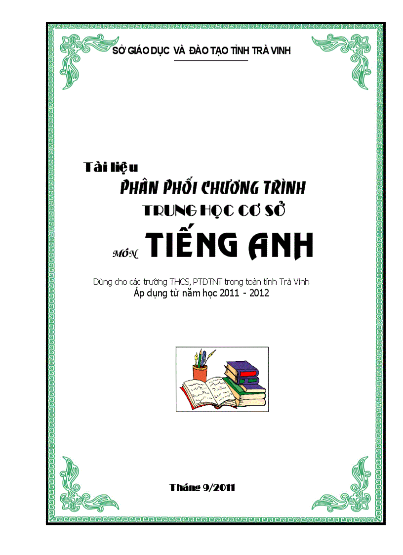 PPCT tiếng Anh THCS tỉnh Trà Vinh đã giảm tải