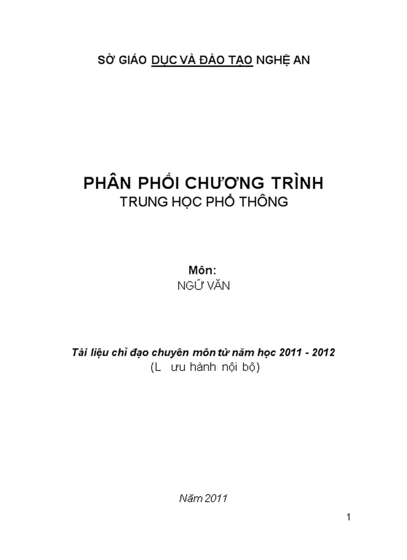 PPCT môn Văn giảm tải áp dụng từ 2011