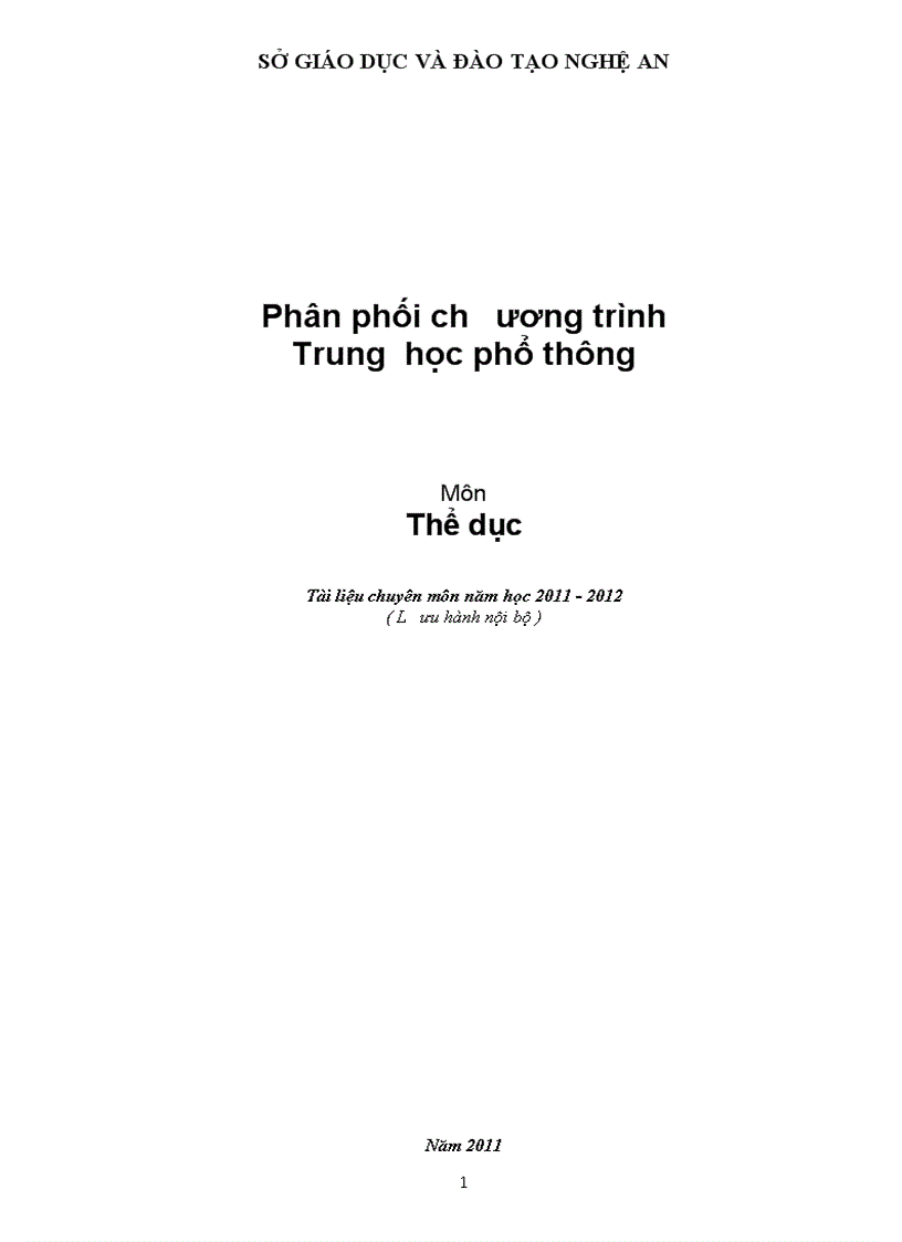 PPCT môn Thể dục giảm tải áp dụng từ 2011