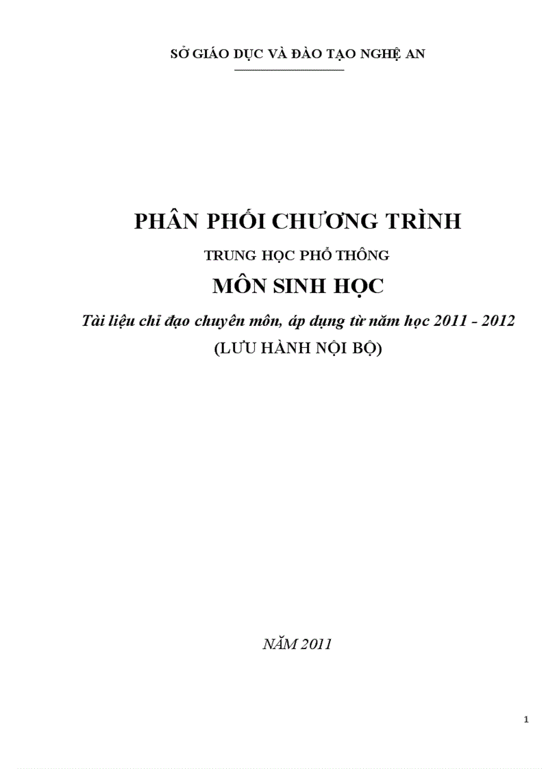 PPCT môn Sinh giảm tải áp dụng từ 2011