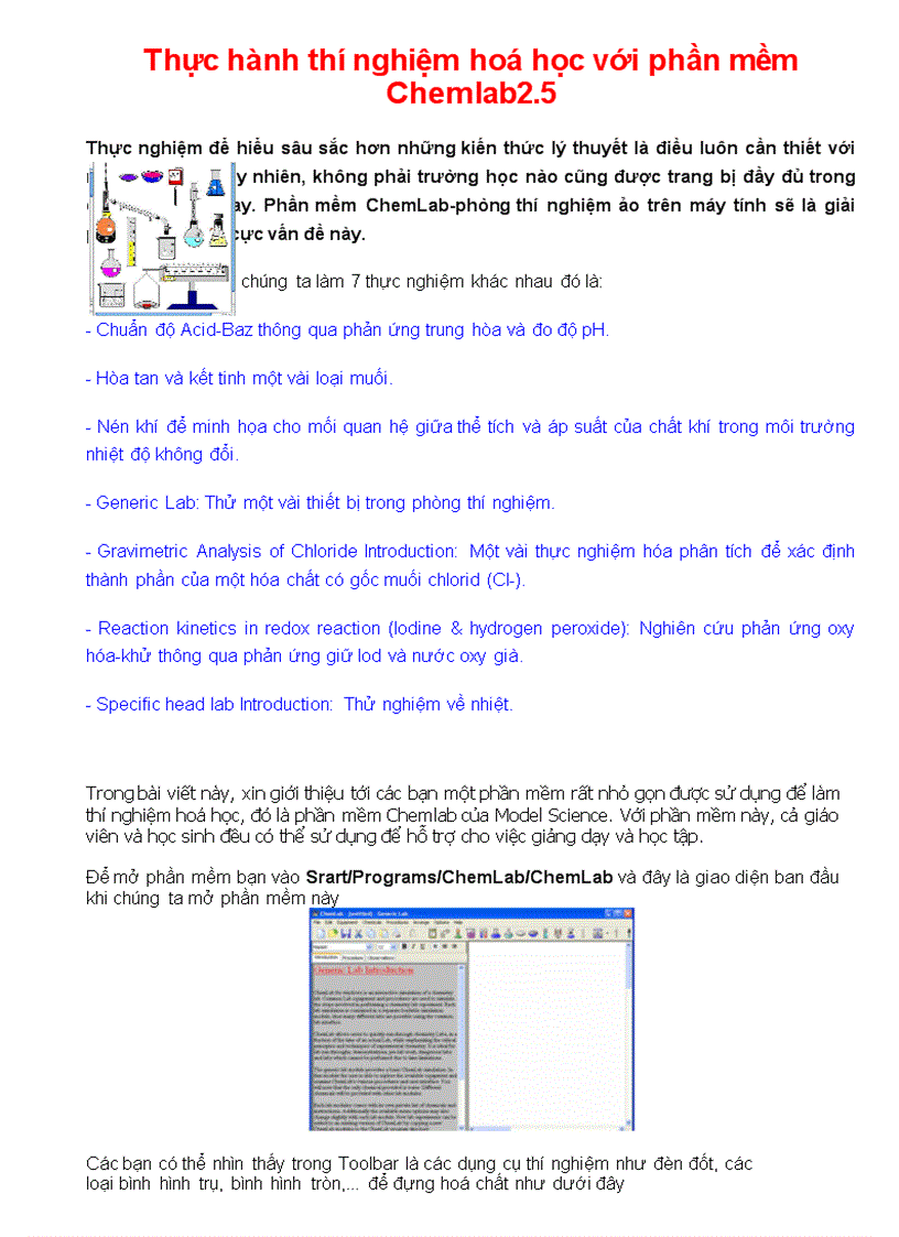 Phần mềm mô tả TN hóa học