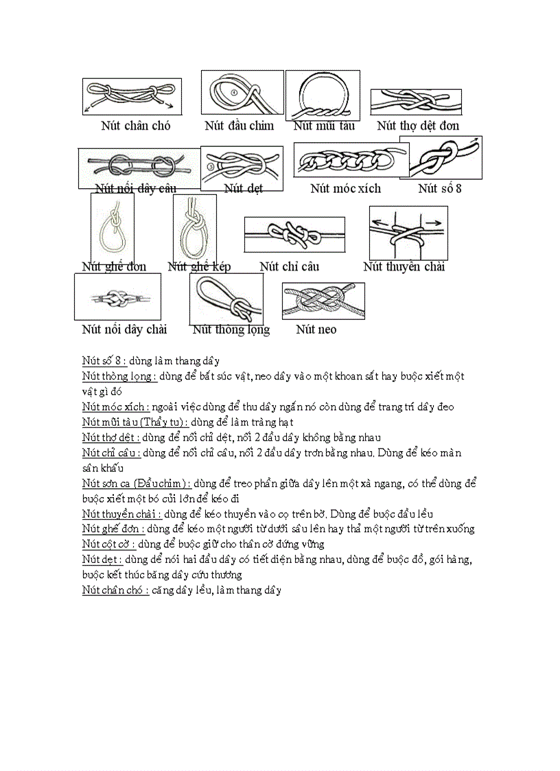 Nút dây thông dụng