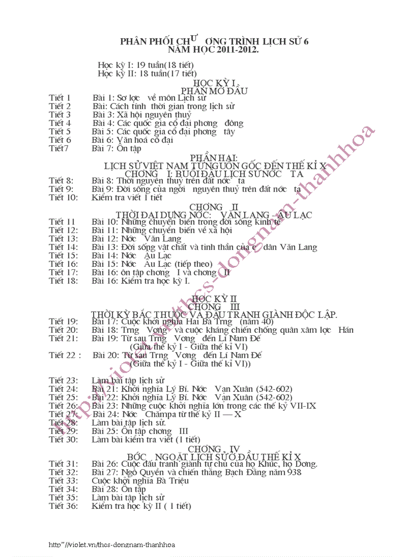 PPCT môn Sử 2011 2012