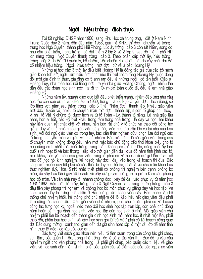 Người Hiệu trưởng đích thực