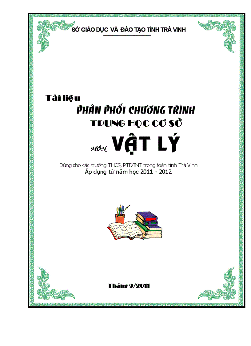 PPCT giảm tải Vật lý THCS tỉnh Trà Vinh