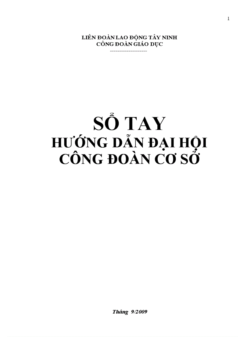 Sổ tay Đại hội CĐCS năm 2009