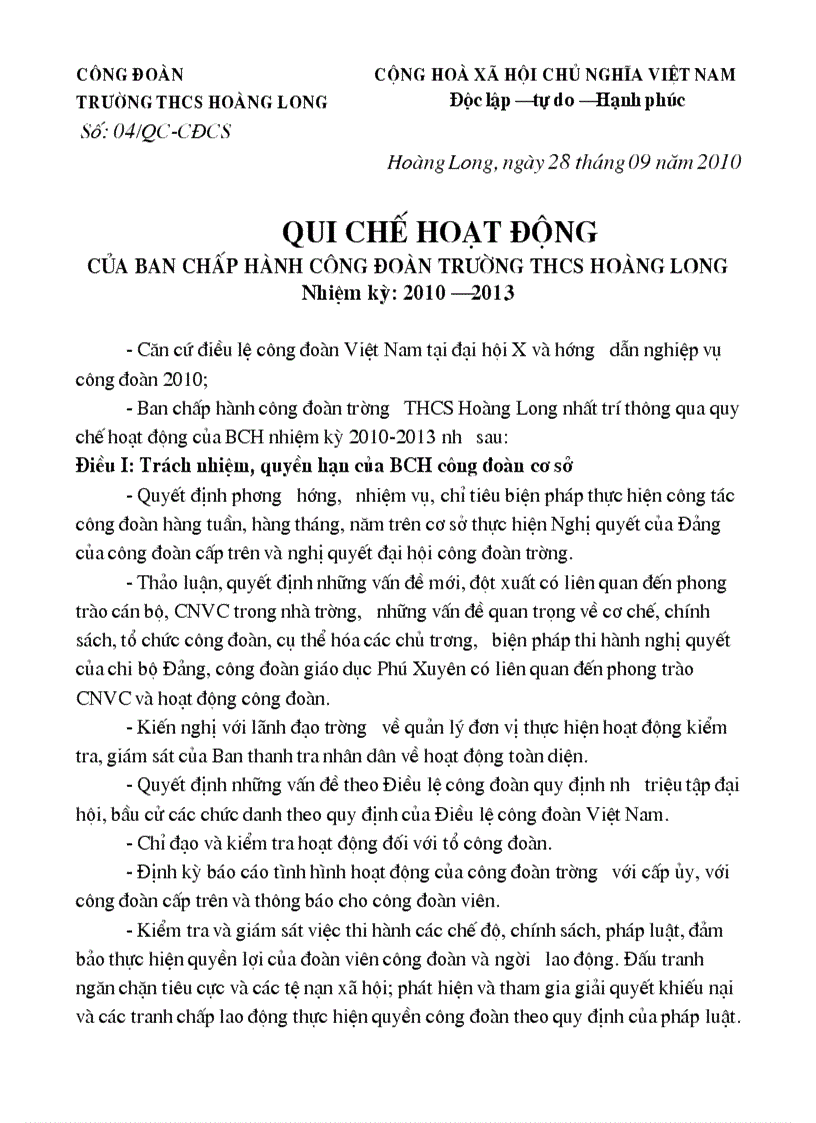 Quy chế công đoàn