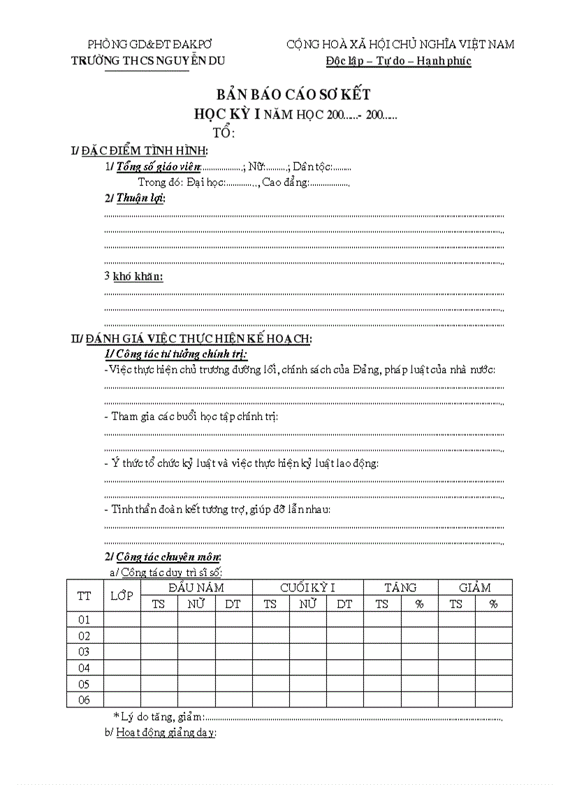 Sơ kết học ky I 1