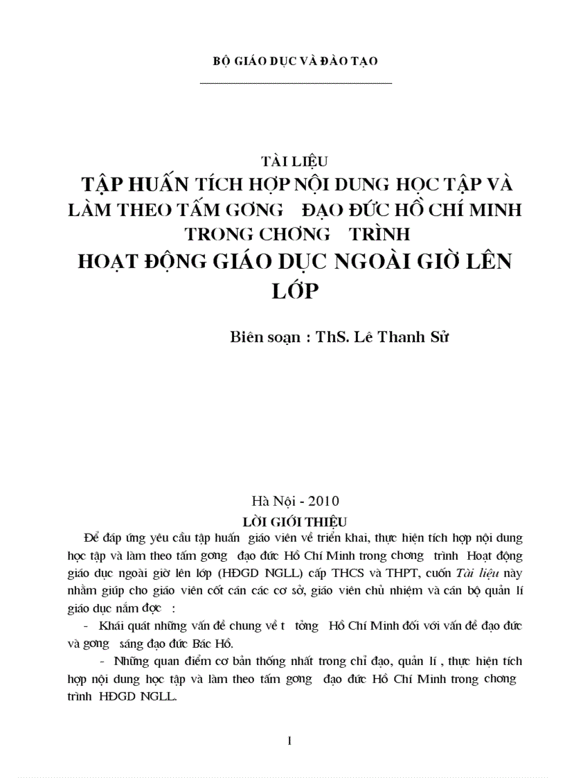 Tài liệu tập huấn kĩ năng sống HCM