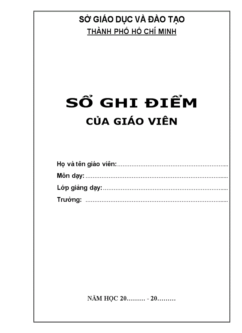 Sổ điểm cá nhân mẫu