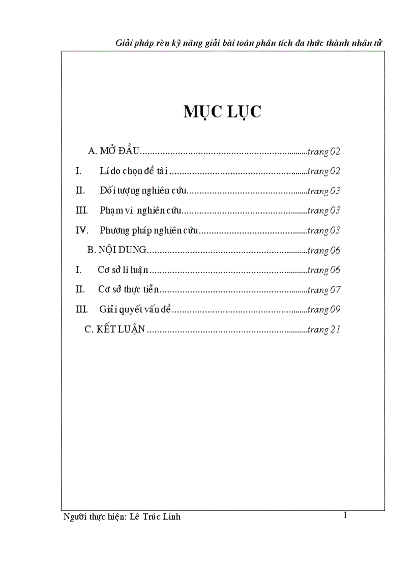 SKKN phân tích đa thức thành nhân tử