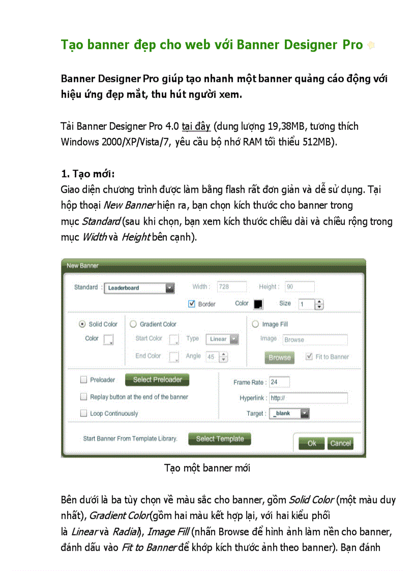Tạo banner đẹp cho web với Banner Designer Pro