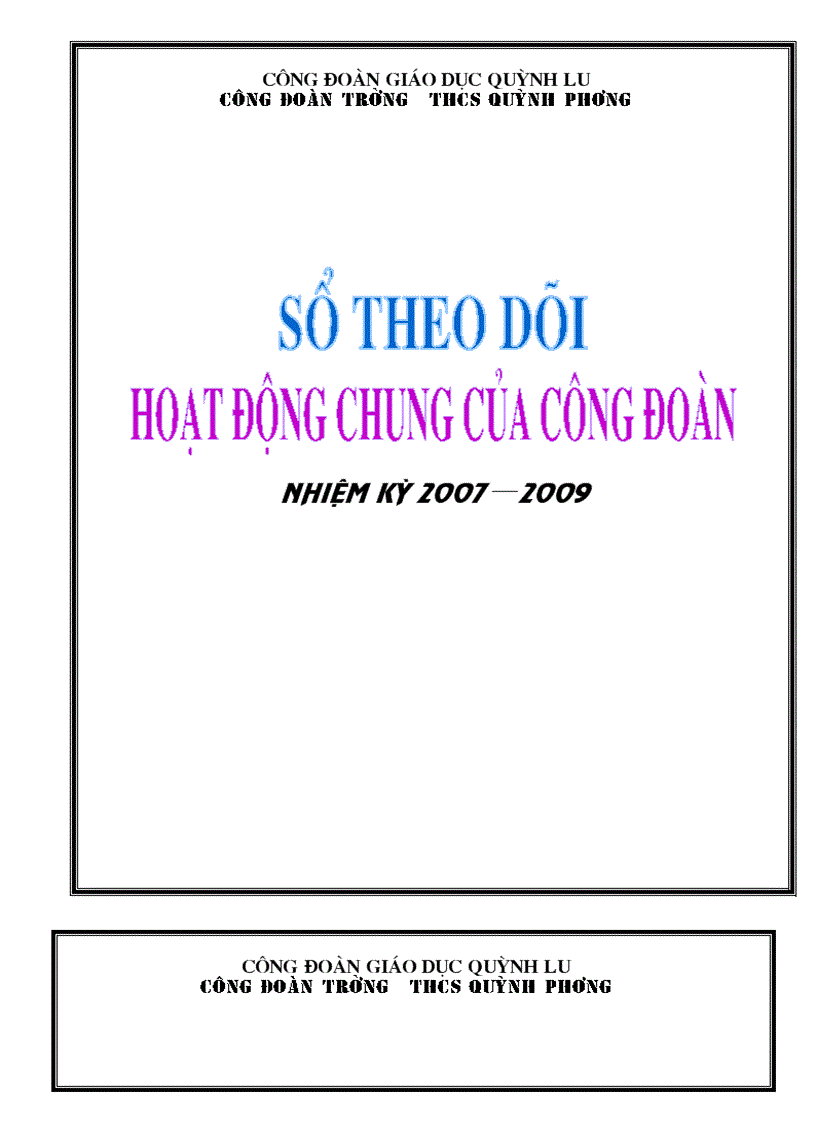 Sổ hoạt động Công đoàn theo dõi các mặt