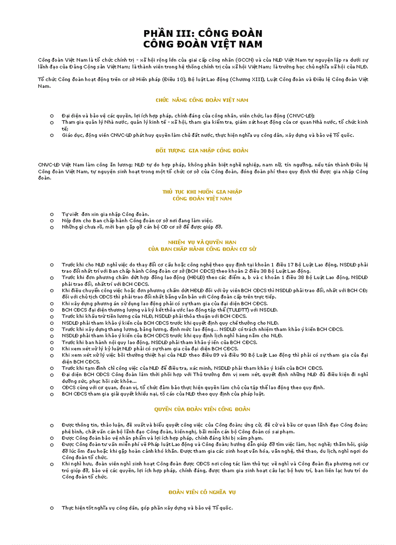 Sổ tay cán bộ Công đoàn Phần 3