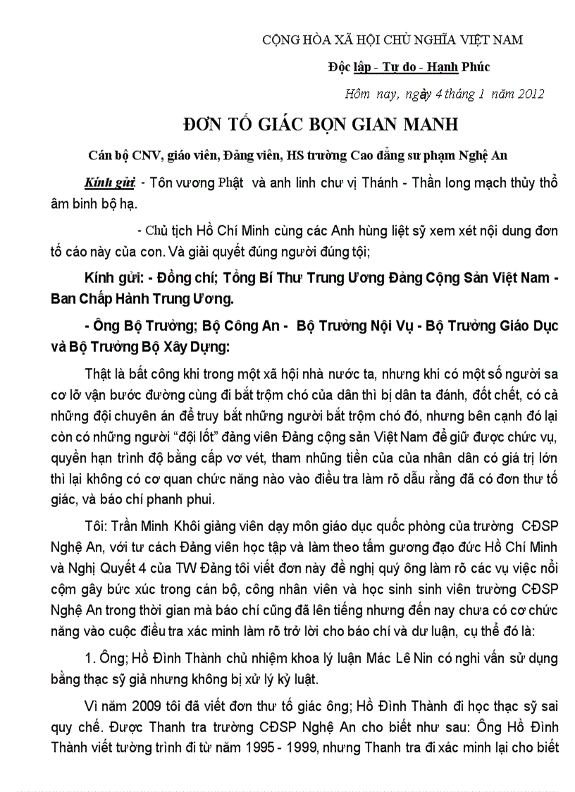 Sớ cúng cáo công của trường cđsp nghệ an năm 2012