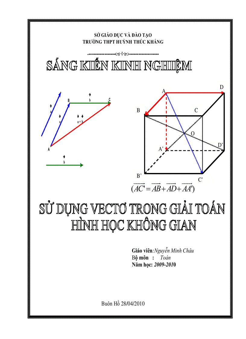 Sử dụng vectơ trong giải toán hình học không gian