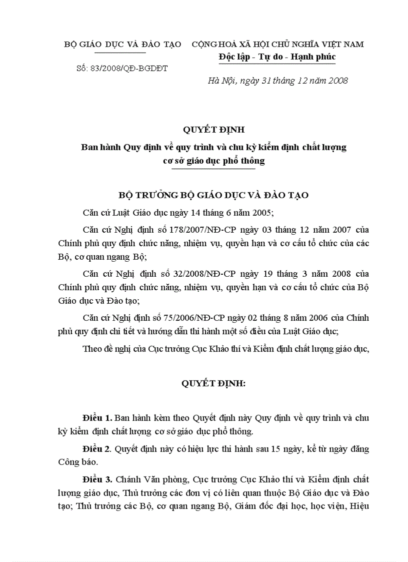 Quy trình và chu kỳ đánh giá CLCSGDPT