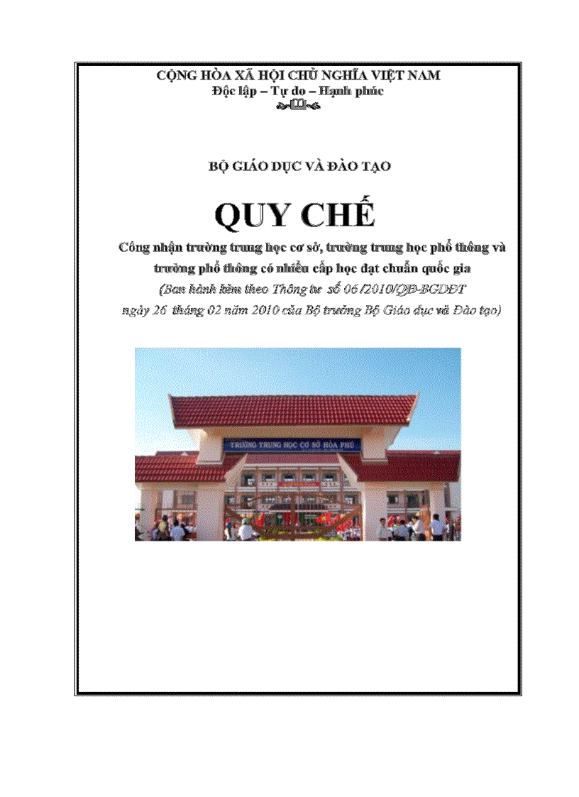 Quy Chế Trường TrH Chuẩn Quốc Gia