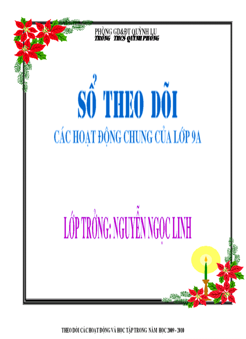 Sổ theo dõi thi đua các HĐ của HS THCS