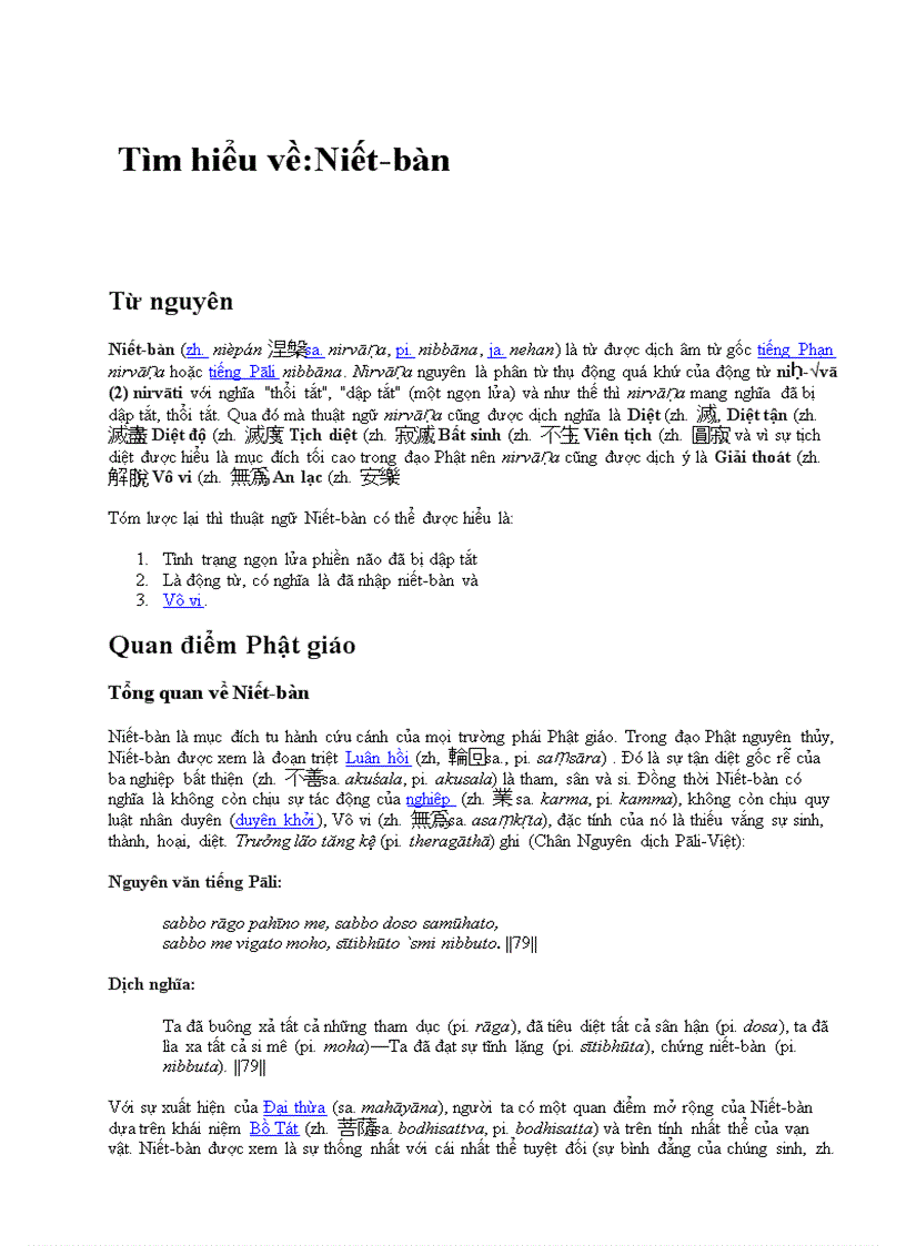 Tìm hiểu về Niết bàn
