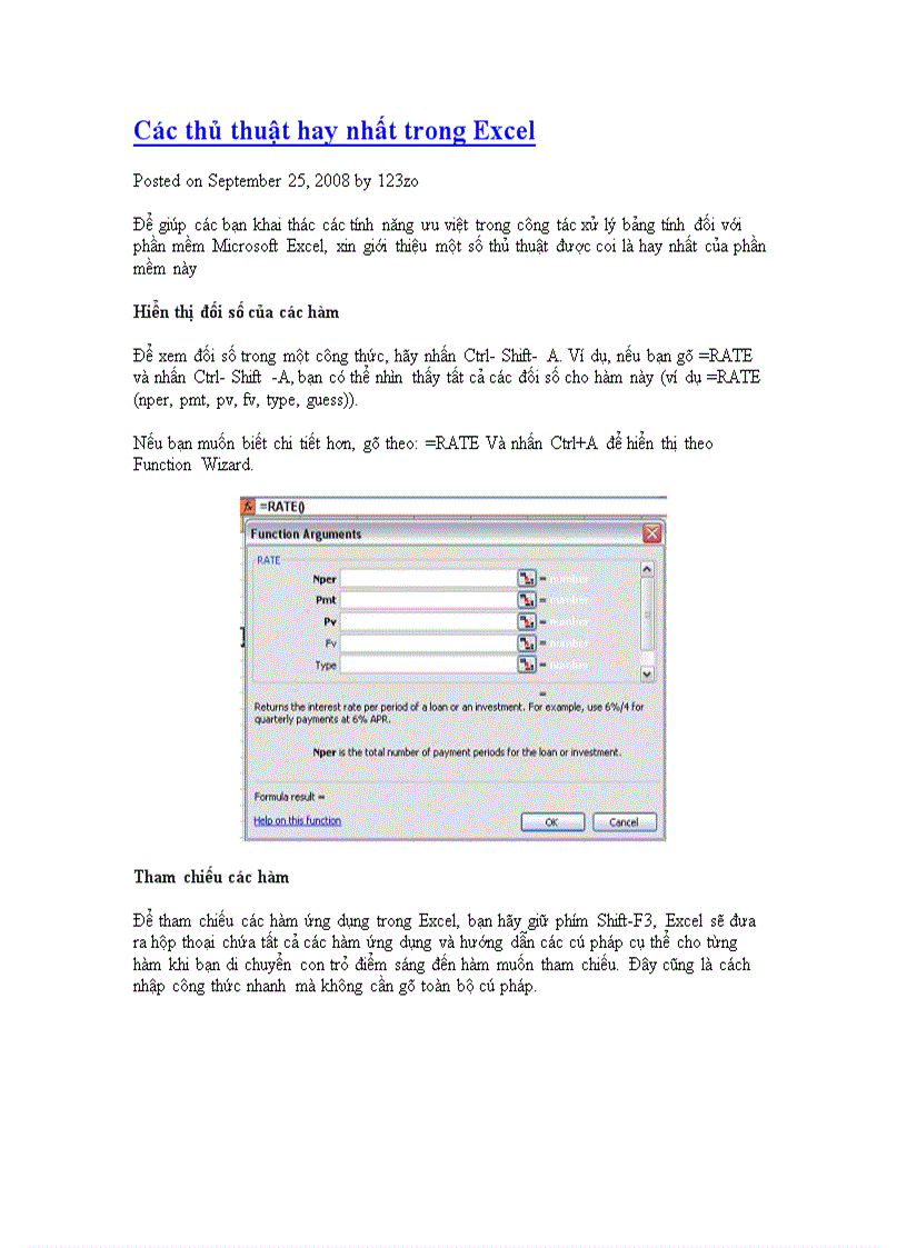 Thủ thuật trong excel