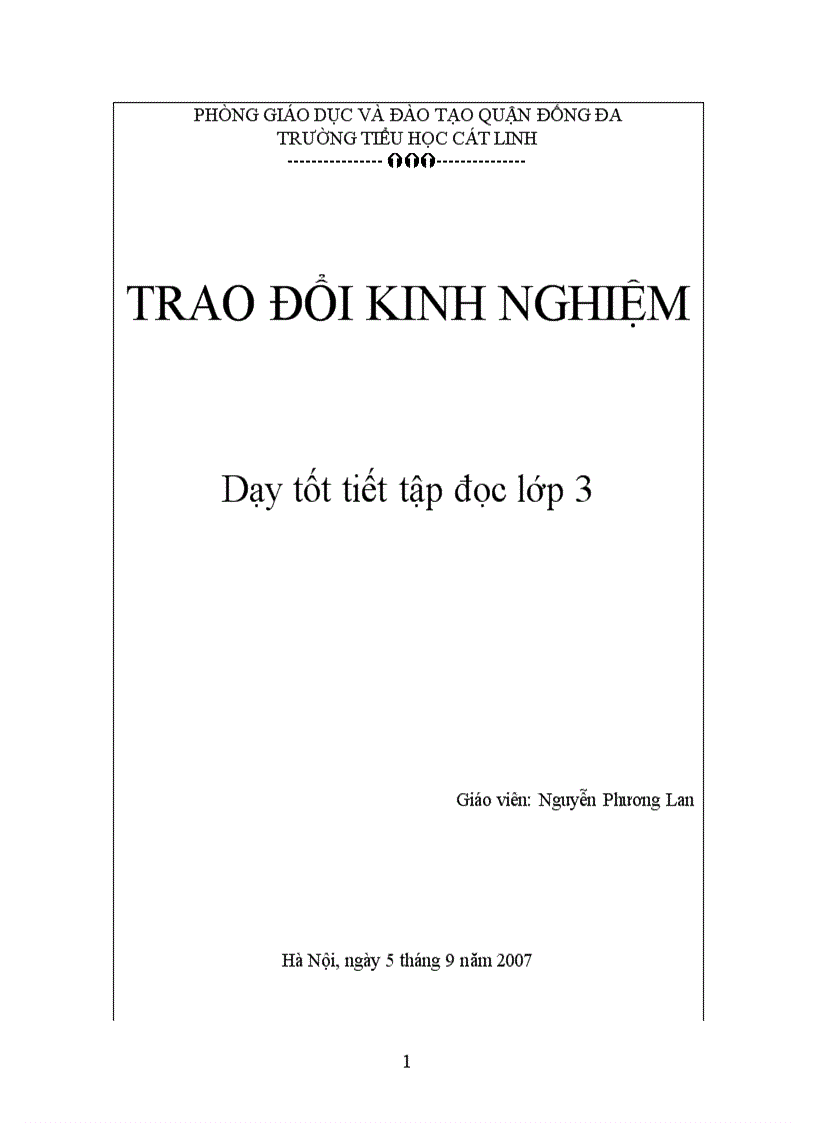 Trao doi kinh nghiem day tap doc lop 3