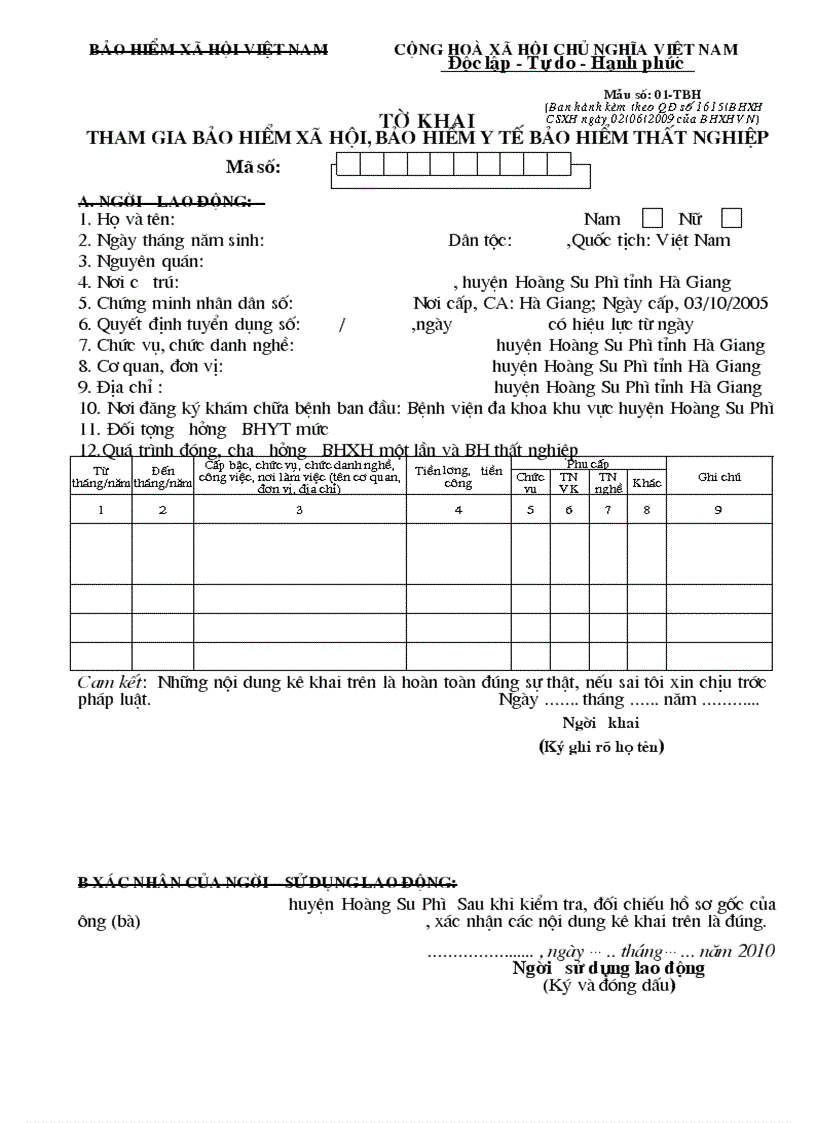 Tờ khai tham gia BHXH BHYT1615moi