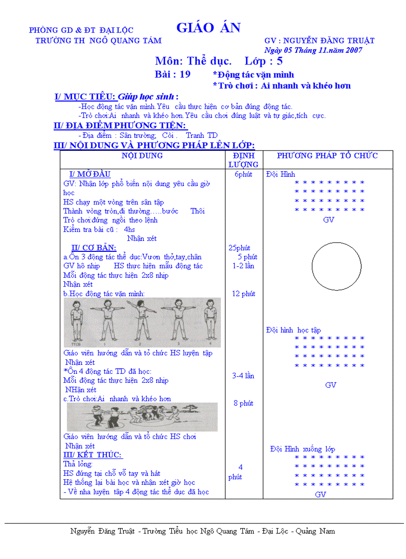 Thể dục lớp 5 HKI