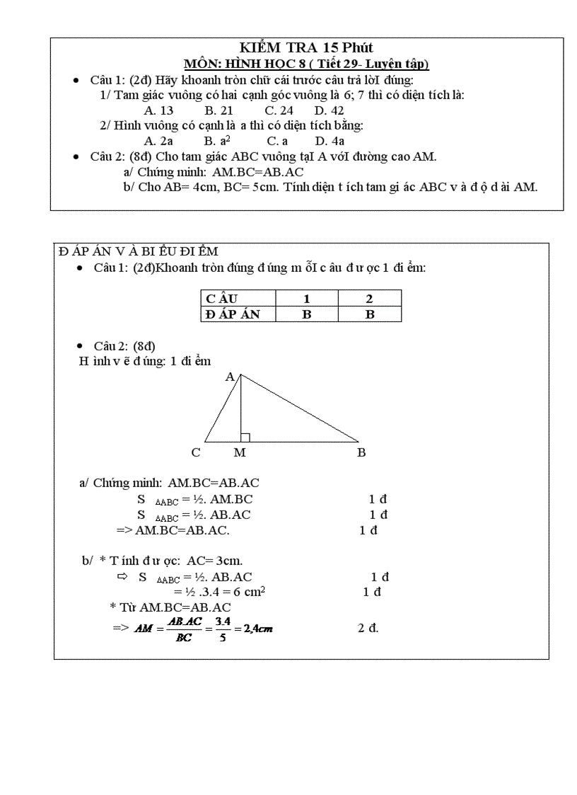 Tổng hợp đề KT 15 toán 8