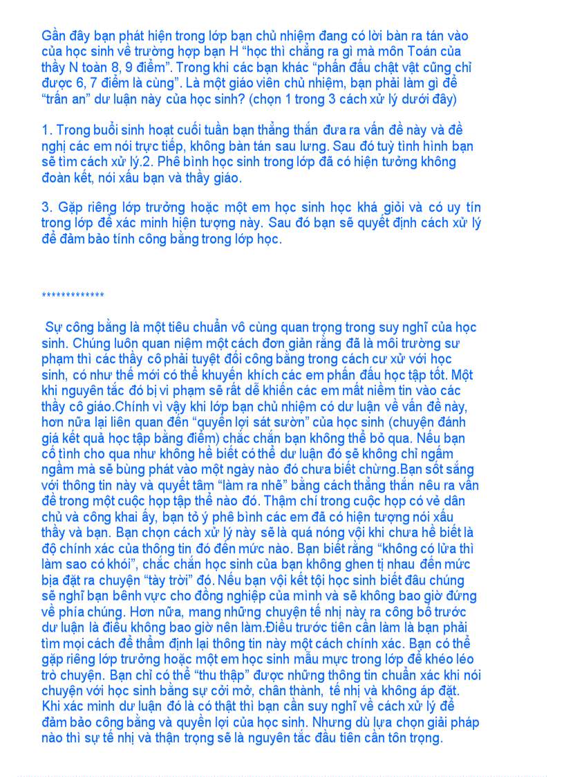 Trấn an dư luận hs