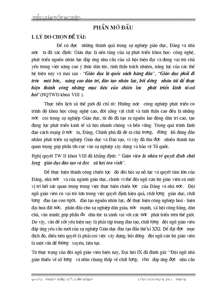 Tiểu luận TN K24 THCS