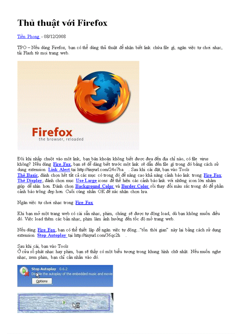 Thủ thuật với Firefox