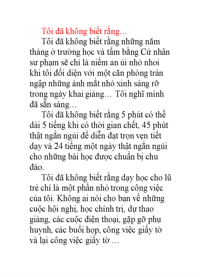 Tôi đã không biết rằng