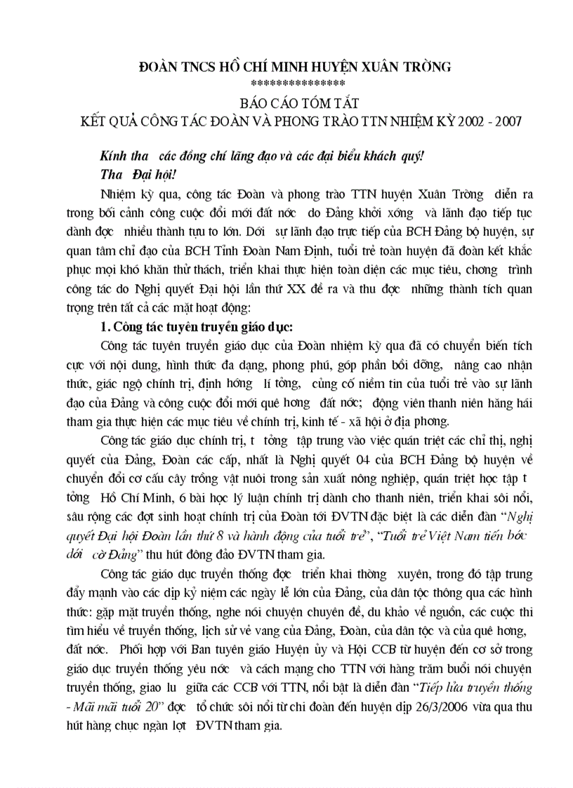 Tốm tắt nhiệm kỳ